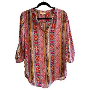 Pink Rose Vibrant Striped Blouse